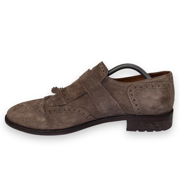 Lottusse Plomo Suede Monk‎ Strap Kiltie Wingtip Loafers Brown L7128 Men\'s 9.5 main image 4
